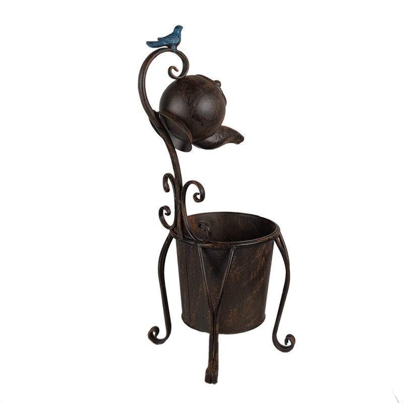Clayre & Eef 5Y1160 Planthouder Theepot 24x30x62 Cm Bruin IJzer Tuindecoratie
