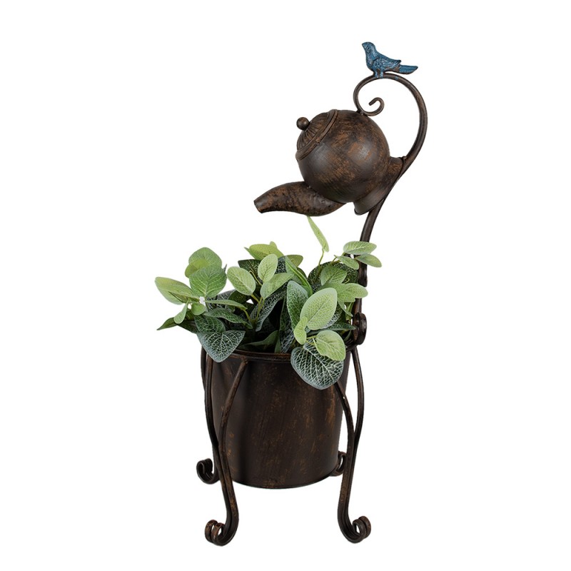 Clayre & Eef 5Y1160 Planthouder Theepot 24x30x62 Cm Bruin IJzer Tuindecoratie