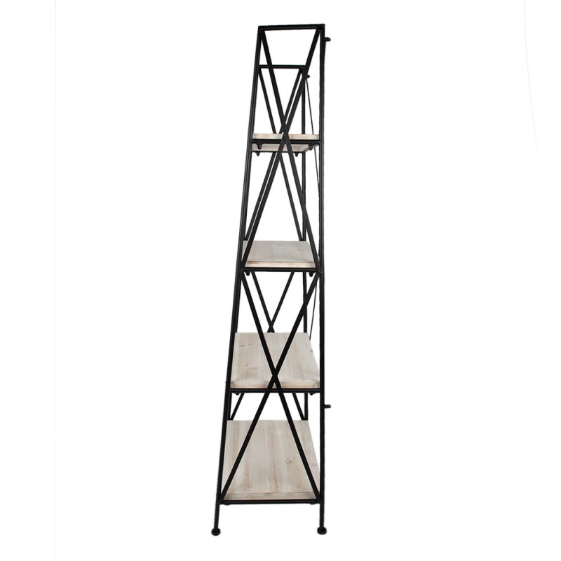 Clayre & Eef 5Y1162 Stellingkast 60x41x181 Cm Zwart Bruin Hout Opbergrek