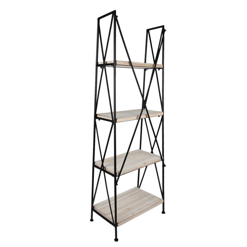 Clayre & Eef 5Y1162 Stellingkast 60x41x181 Cm Zwart Bruin Hout Opbergrek