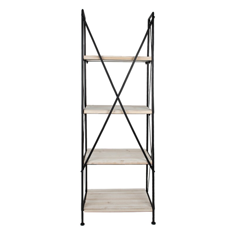 Clayre & Eef 5Y1162 Stellingkast 60x41x181 Cm Zwart Bruin Hout Opbergrek