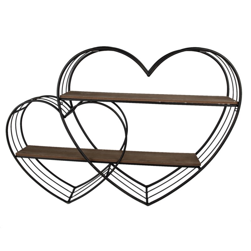 Clayre & Eef 5Y1166 Wandrek Harten 93x15x65 Cm Zwart Bruin IJzer Muurrek