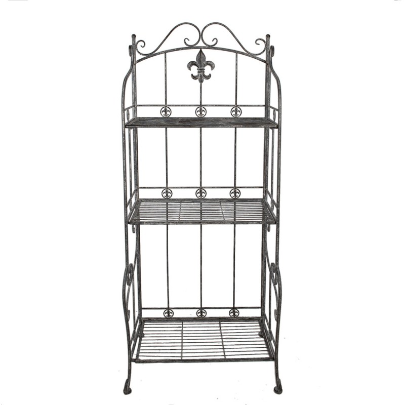 Clayre & Eef 5Y1211 Wandrek 60x42x150 Cm Grijs Metaal Tuinrek