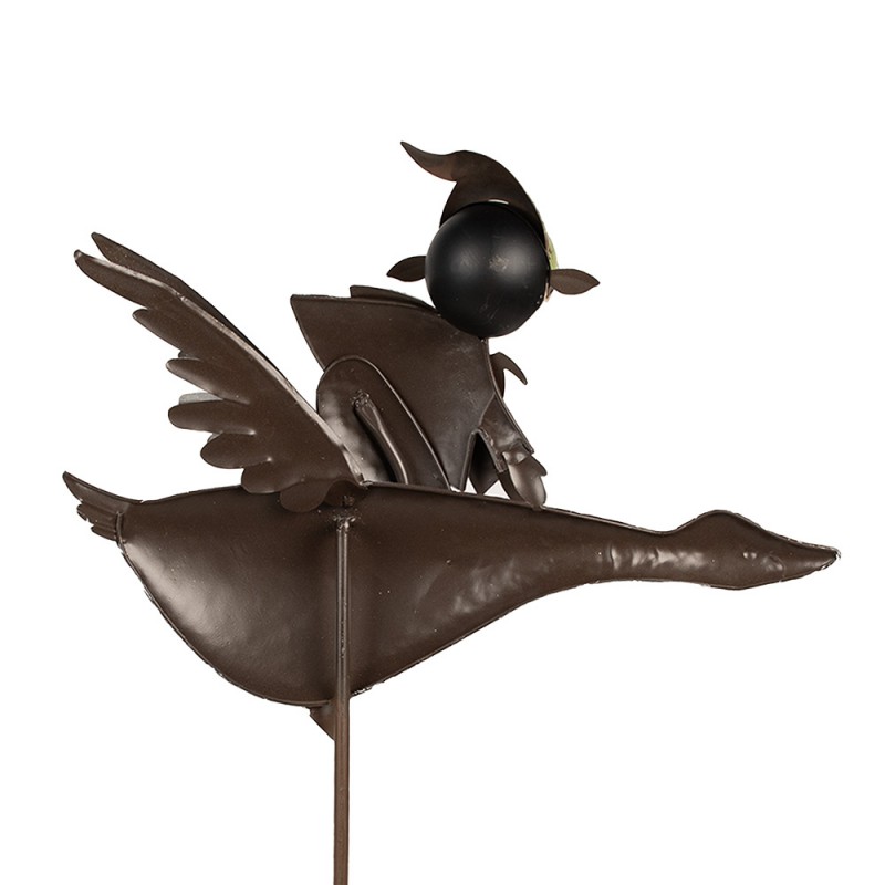 Clayre & Eef 5Y1224 Tuinsteker Kabouter 42x9x122 Cm Blauw Wit Metaal Tuinprikker