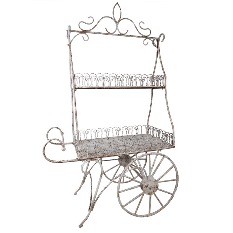 Clayre & Eef 5Y1236 Planthouder 131x79x220 Cm Wit Bruin Metaal Plantenstandaard