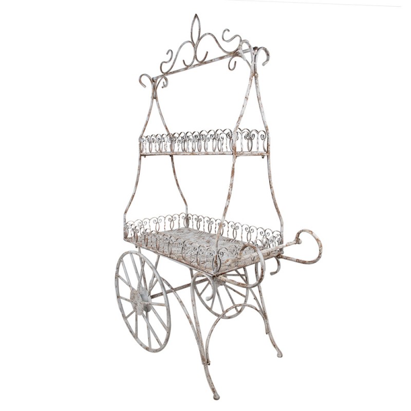 Clayre & Eef 5Y1236 Planthouder 131x79x220 Cm Wit Bruin Metaal Plantenstandaard