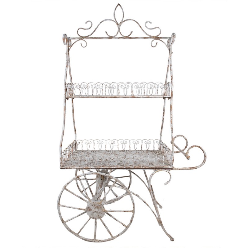 clayre & eef 5Y1236 Planthouder 131x79x220 cm Wit Bruin Metaal Plantenstandaard