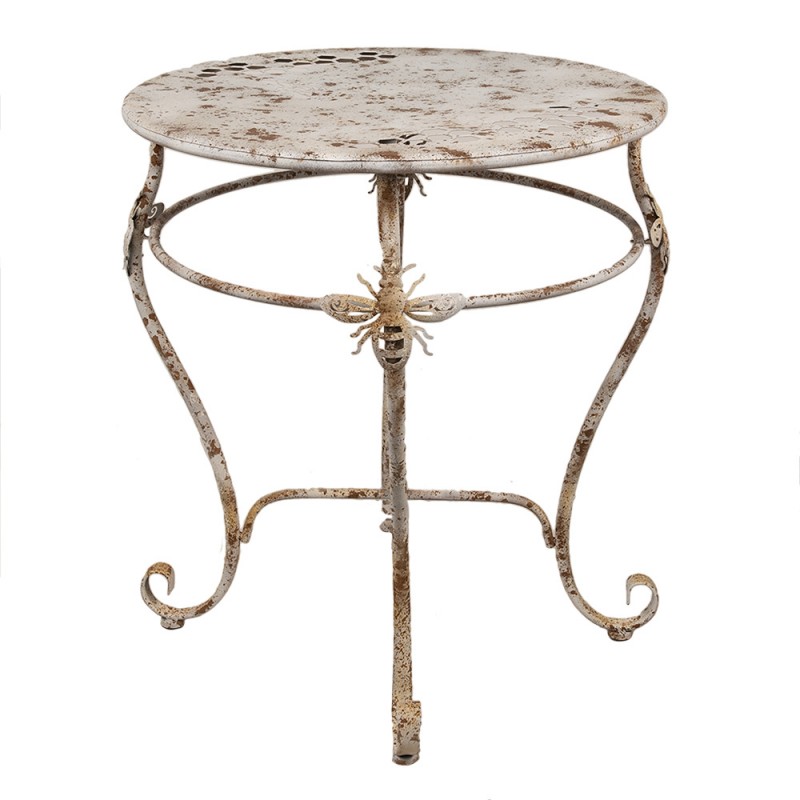 Clayre & Eef 5Y1241 Bistrotafel Ø 69x76 Cm Wit Bruin Metaal