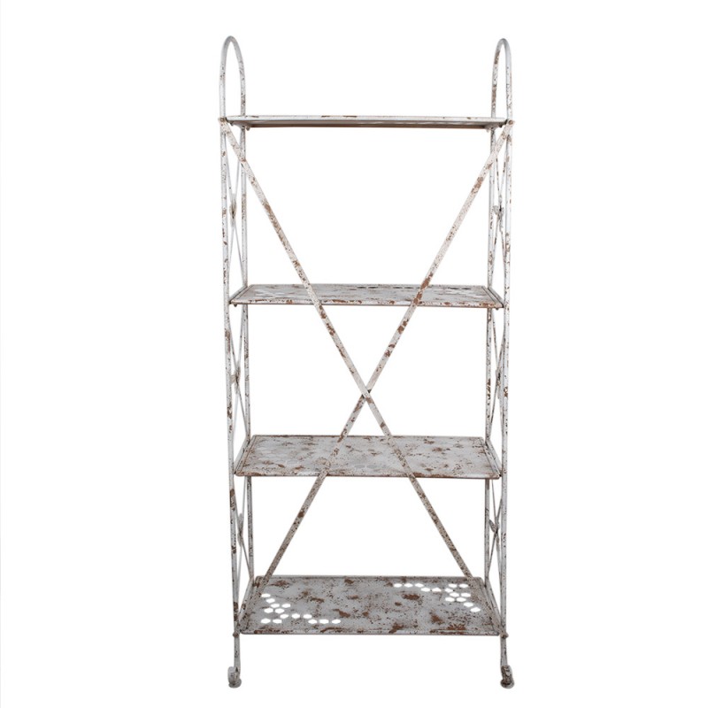 Clayre & Eef 5Y1242 Wandrek 76x47x177 Cm Wit Bruin Metaal Tuinrek