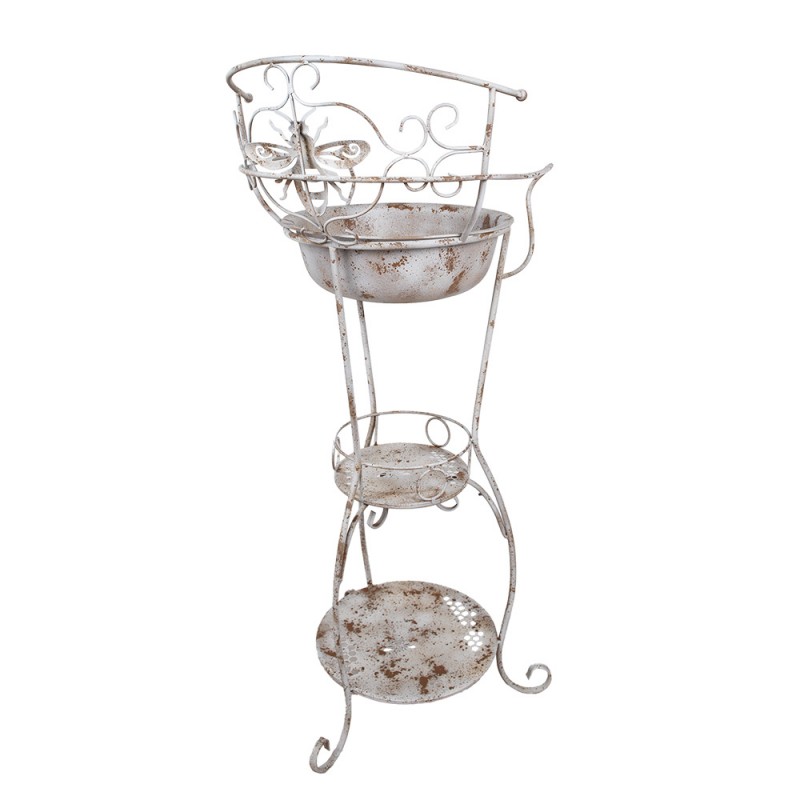 Clayre & Eef 5Y1245 Decoratieve Wastafel 48x42x108 Cm Wit Bruin Metaal Tuindecoratie