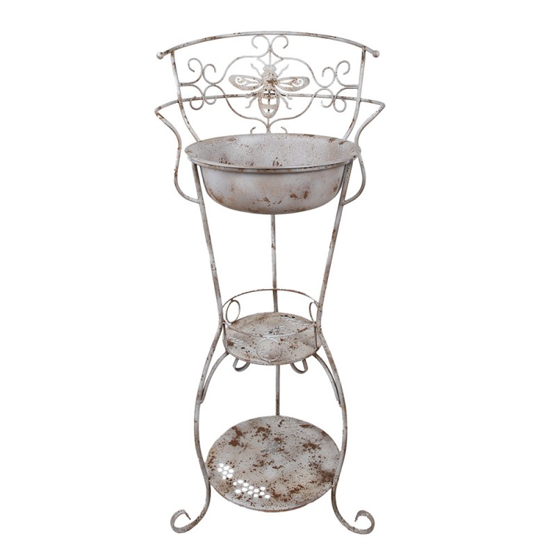 clayre & eef 5Y1245 Decoratieve Wastafel 48x42x108 cm Wit Bruin Metaal Tuindecoratie