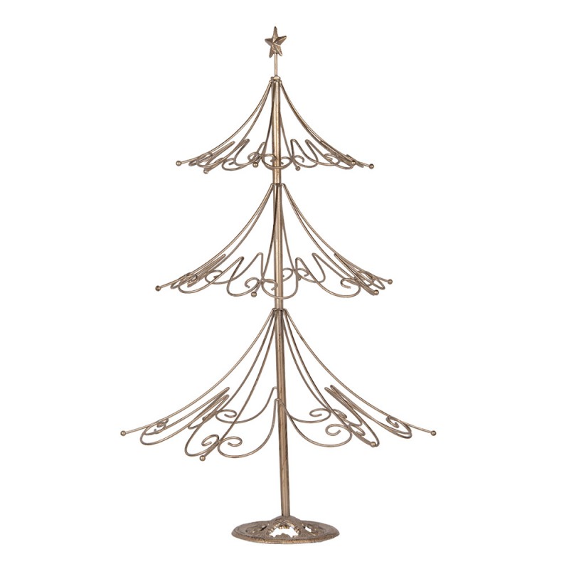 Clayre & Eef 5Y1267 Kerstdecoratie Beeld Kerstboom Ø 46x75 Cm Goudkleurig Metaal