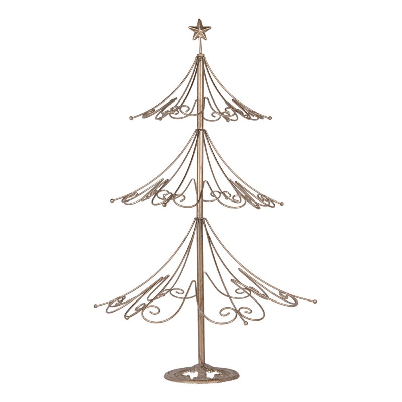 Clayre & Eef 5Y1267 Kerstdecoratie Beeld Kerstboom Ø 46x75 Cm Goudkleurig Metaal