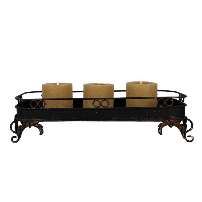 Clayre & Eef 5Y1284 Dienblad 55x20x14 Cm Zwart Metaal