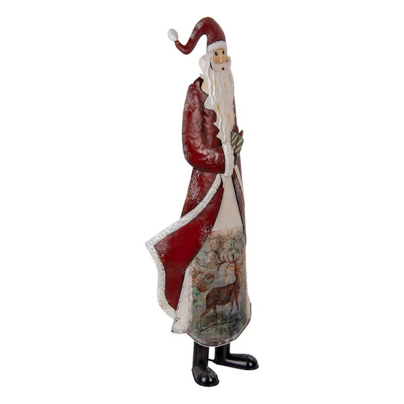 Clayre & Eef 5Y1317 Kerstdecoratie Beeld Kerstman 33x16x85 Cm Rood Metaal