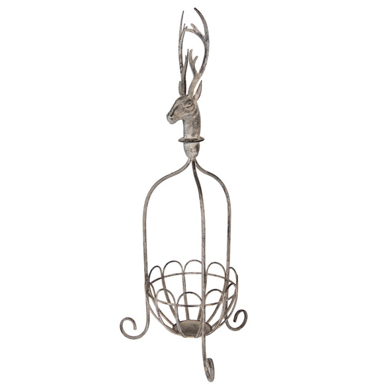Clayre & Eef 5Y1320 Decoratie Mand 28x28x68 Cm Grijs Metaal Hert