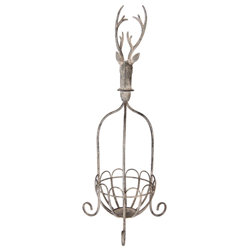 Clayre & Eef 5Y1320 Decoratie Mand 28x28x68 Cm Grijs Metaal Hert