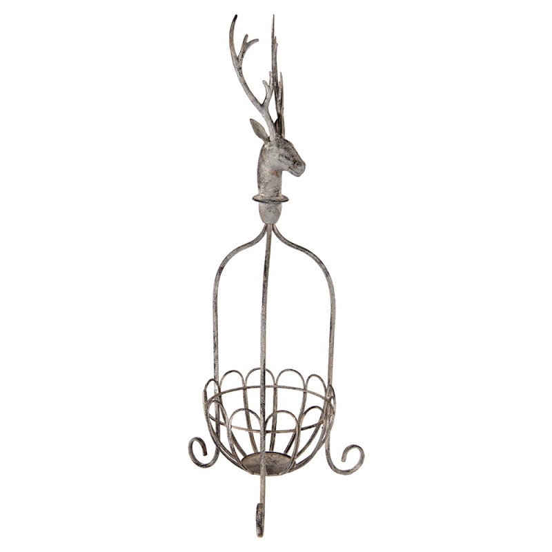 Clayre & Eef 5Y1320 Decoratie Mand 28x28x68 Cm Grijs Metaal Hert