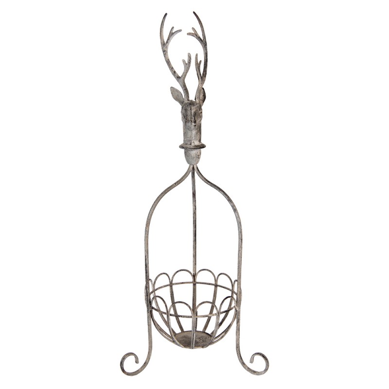 clayre & eef 5Y1320 Decoratie Mand 28x28x68 cm Grijs Metaal Hert