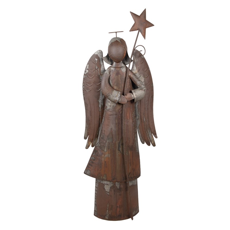 clayre & eef 5Y1331 Kerstdecoratie Beeld Engel 48x18x133 cm Bruin Metaal
