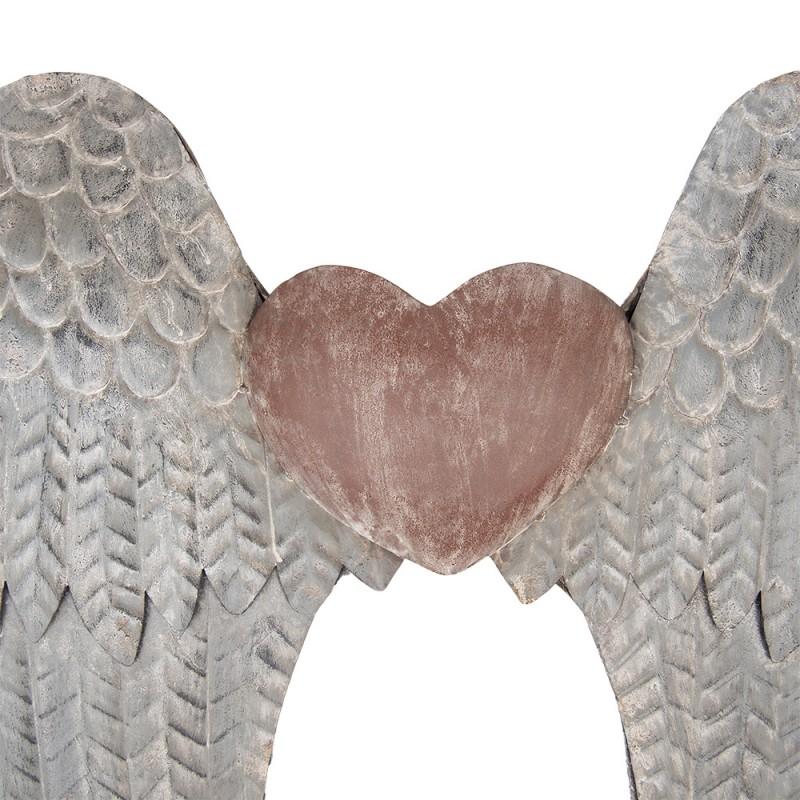 Clayre & Eef 5Y1333 Wanddecoratie Vleugels 79x6x113 Cm Grijs Metaal