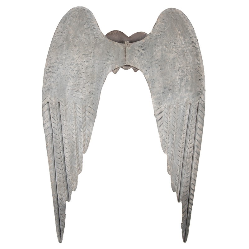 Clayre & Eef 5Y1333 Wanddecoratie Vleugels 79x6x113 Cm Grijs Metaal
