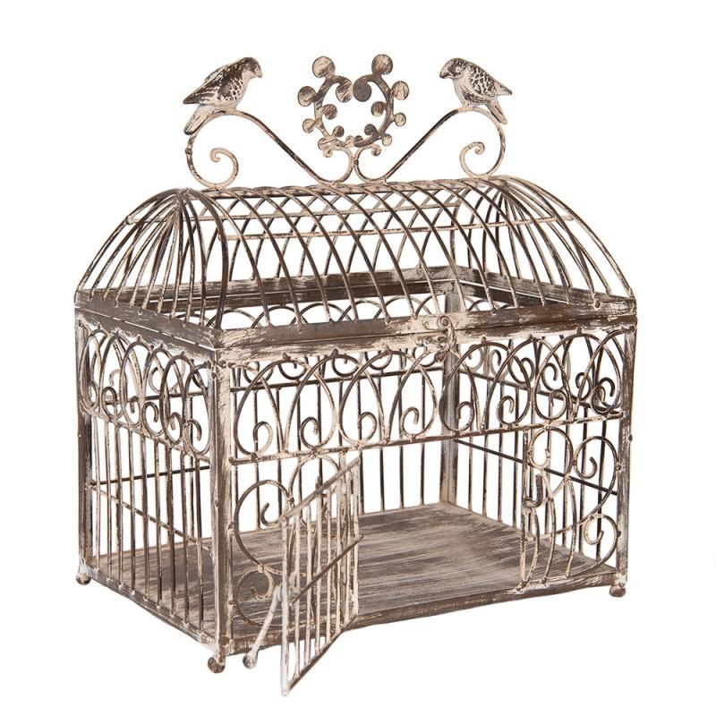 Clayre & Eef 5Y1340 Vogelkooi Decoratie Set Van 2 43x29x56 / 35x25x41 Cm Bruin Metaal