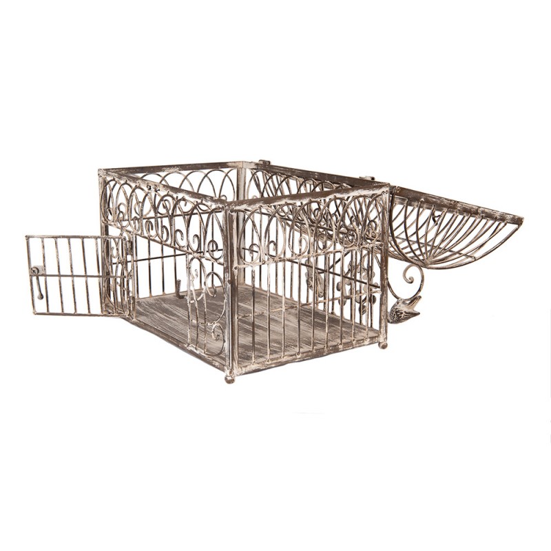 Clayre & Eef 5Y1340 Vogelkooi Decoratie Set Van 2 43x29x56 / 35x25x41 Cm Bruin Metaal