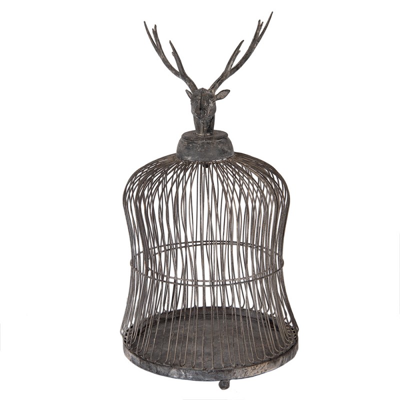 Clayre & Eef 5Y1344 Vogelkooi Decoratie Ø 26x50 Cm Grijs Metaal