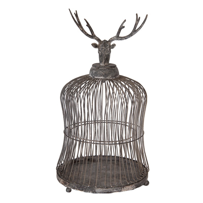 Clayre & Eef 5Y1344 Vogelkooi Decoratie Ø 26x50 Cm Grijs Metaal