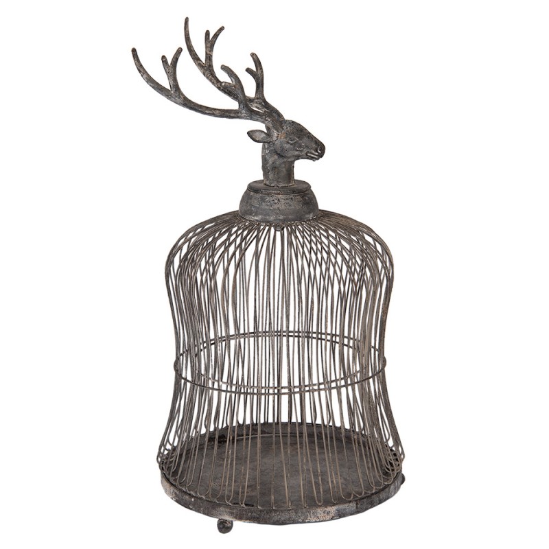 Clayre & Eef 5Y1344 Vogelkooi Decoratie Ø 26x50 Cm Grijs Metaal