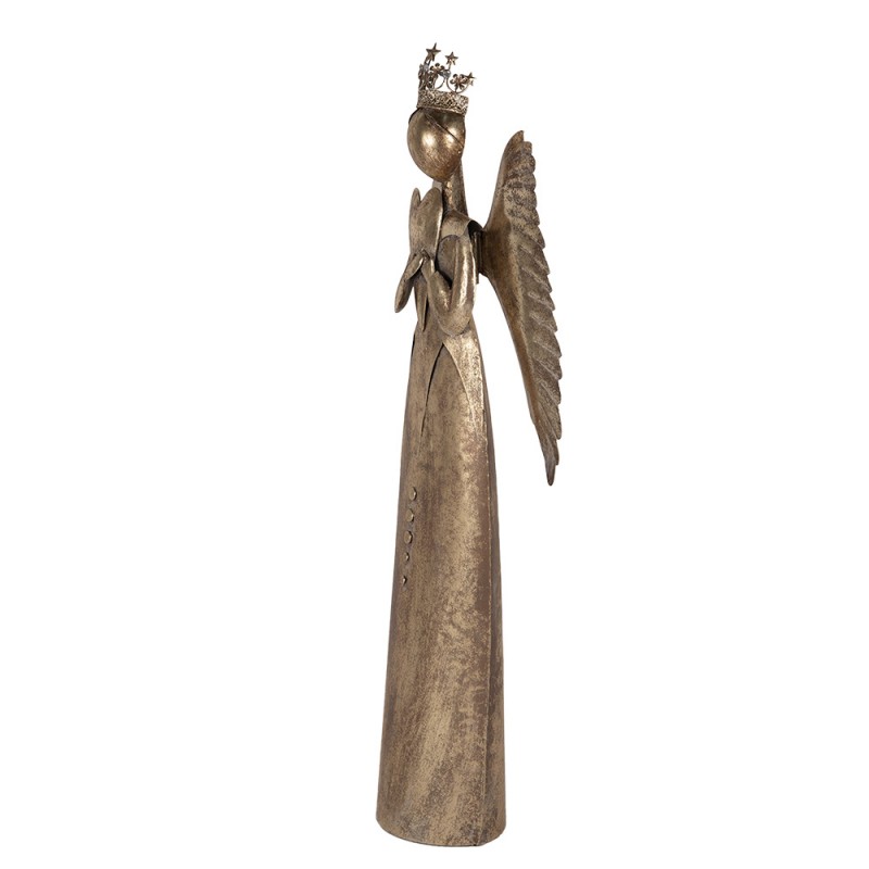 Clayre & Eef 5Y1368 Kerstdecoratie Beeld Engel 52x22x144 Cm Goudkleurig Metaal