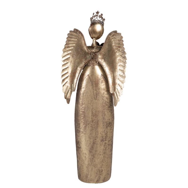 Clayre & Eef 5Y1368 Kerstdecoratie Beeld Engel 52x22x144 Cm Goudkleurig Metaal
