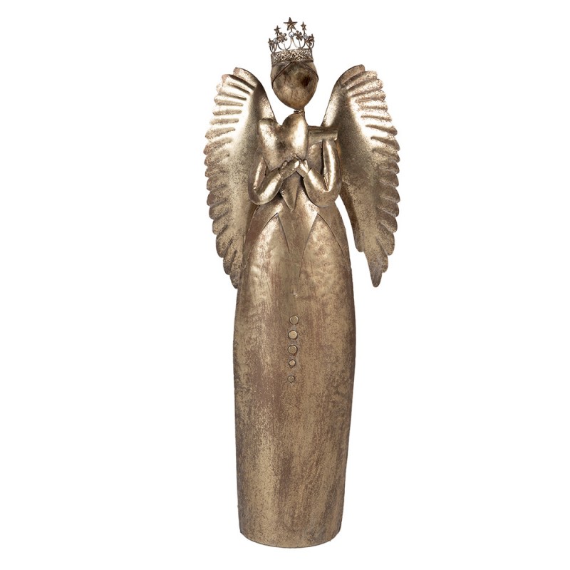 clayre & eef 5Y1368 Kerstdecoratie Beeld Engel 52x22x144 cm Goudkleurig Metaal