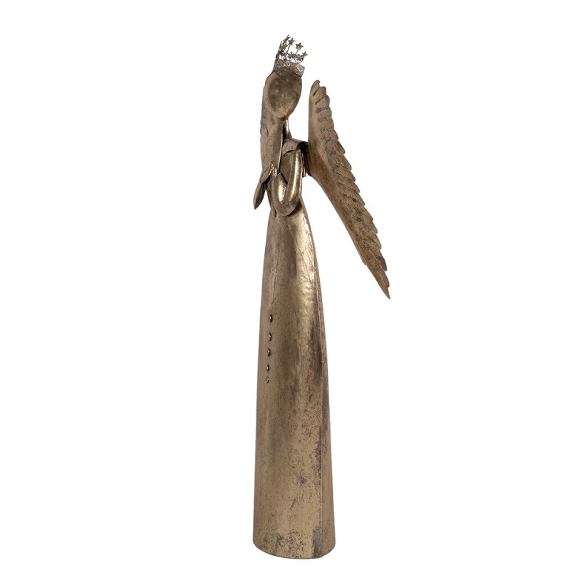 Clayre & Eef 5Y1369 Kerstdecoratie Beeld Engel 36x15x100 Cm Goudkleurig Metaal