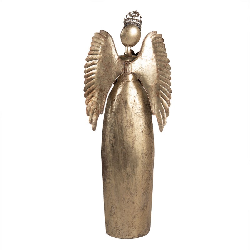 Clayre & Eef 5Y1369 Kerstdecoratie Beeld Engel 36x15x100 Cm Goudkleurig Metaal