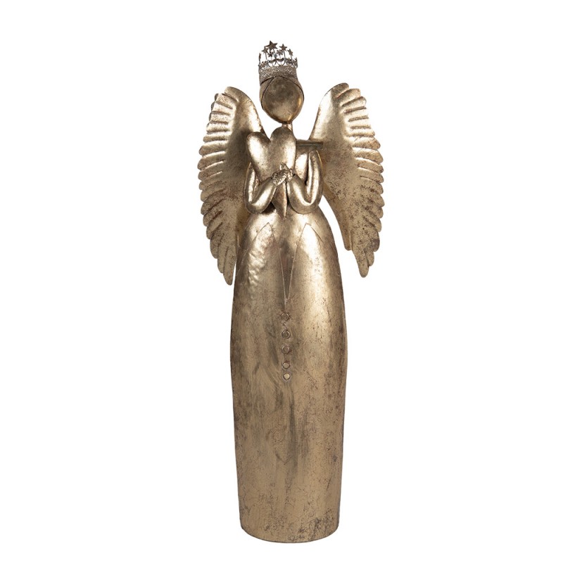 clayre & eef 5Y1369 Kerstdecoratie Beeld Engel 36x15x100 cm Goudkleurig Metaal