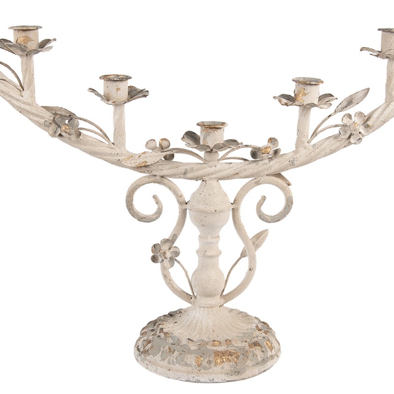 Clayre & Eef 5Y1371 Kandelaar 56x16x37 Cm Beige Metaal