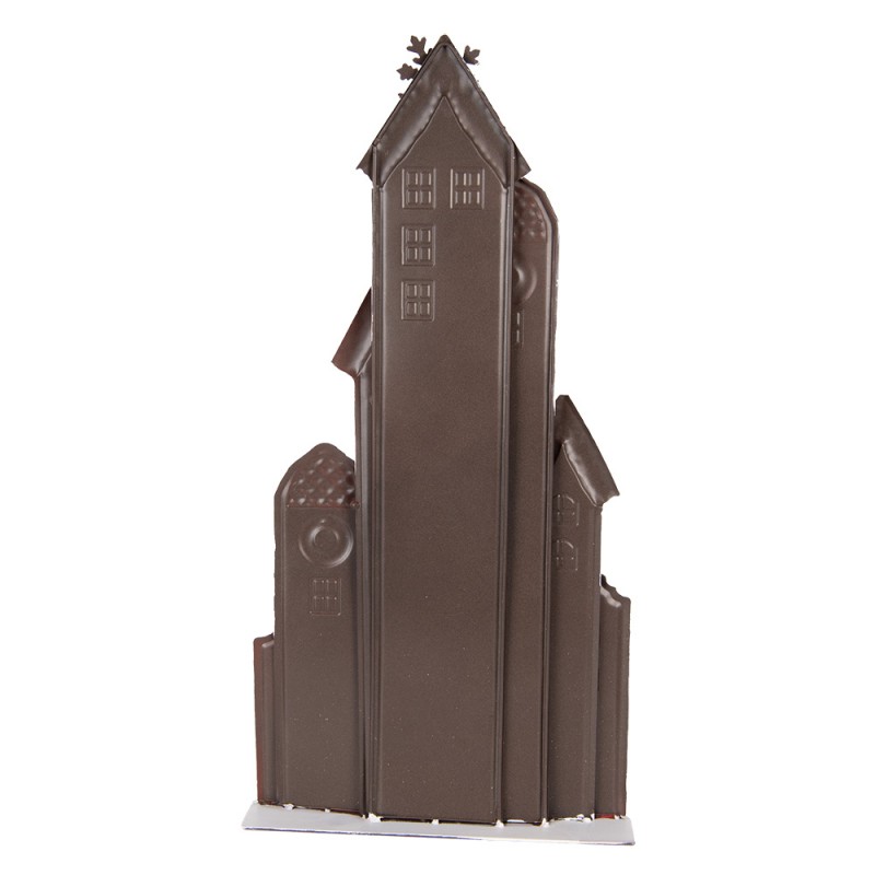 Clayre & Eef 5Y1379 Kerstdecoratie Beeld Huis 28x8x56 Cm Rood Metaal