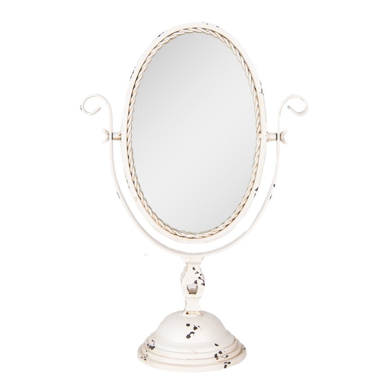 Clayre & Eef 62S330 Tafelspiegel 34x16x50 Cm Beige Metaal Ovaal