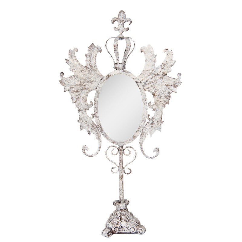 Clayre & Eef 62S331 Tafelspiegel 37x14x68 Cm Wit Metaal