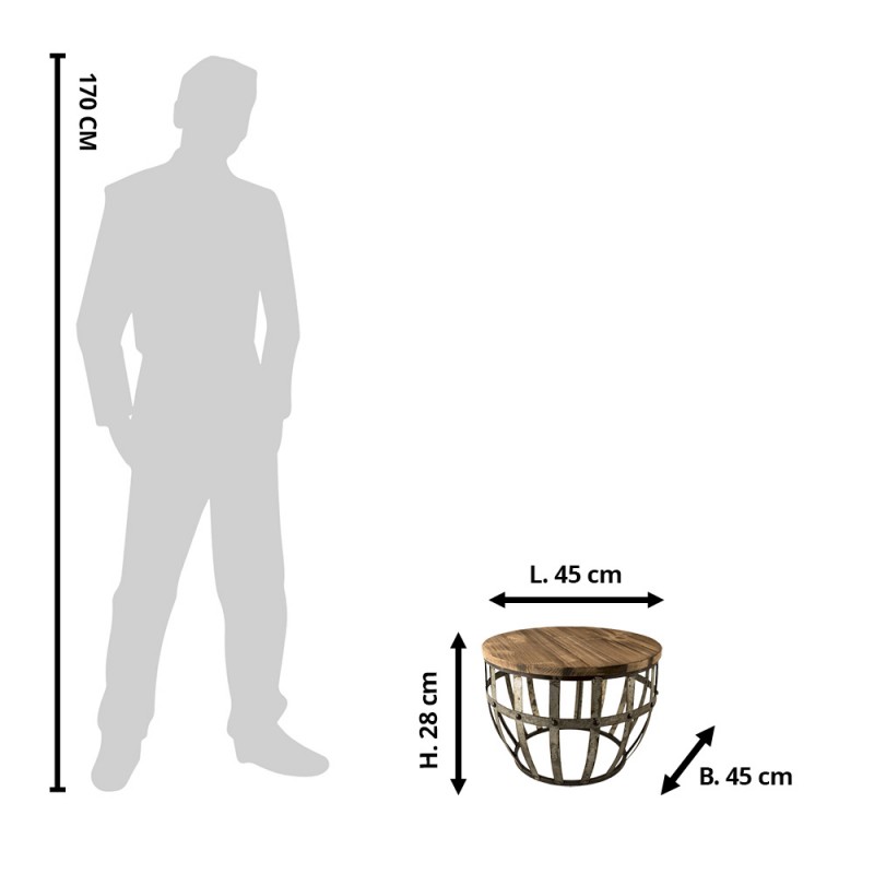 Clayre & Eef 64051 Bijzettafel 45x28x45 Cm Bruin Hout Rond