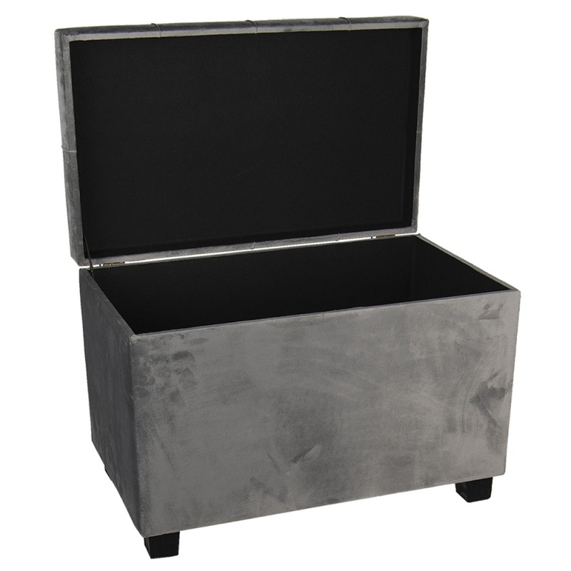 Clayre & Eef 64061LDG Poef 60x36x43 Cm Grijs Hout Rechthoek Hocker