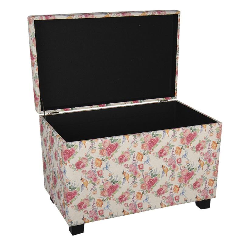 Clayre & Eef 64061LM Poef 60x36x43 Cm Roze Hout Rechthoek Hocker