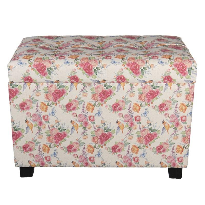 clayre & eef 64061LM Poef 60x36x43 cm Roze Hout Rechthoek Hocker