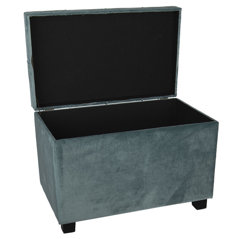 Clayre & Eef 64061LT Poef 60x36x43 Cm Groen Hout Rechthoek Hocker