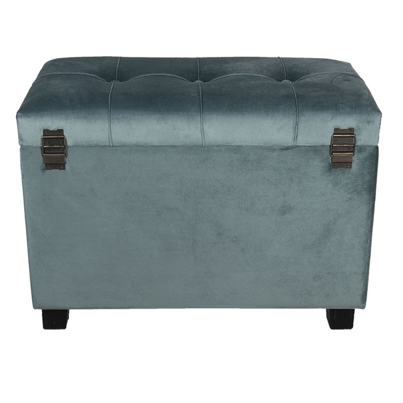 Clayre & Eef 64061LT Poef 60x36x43 Cm Groen Hout Rechthoek Hocker