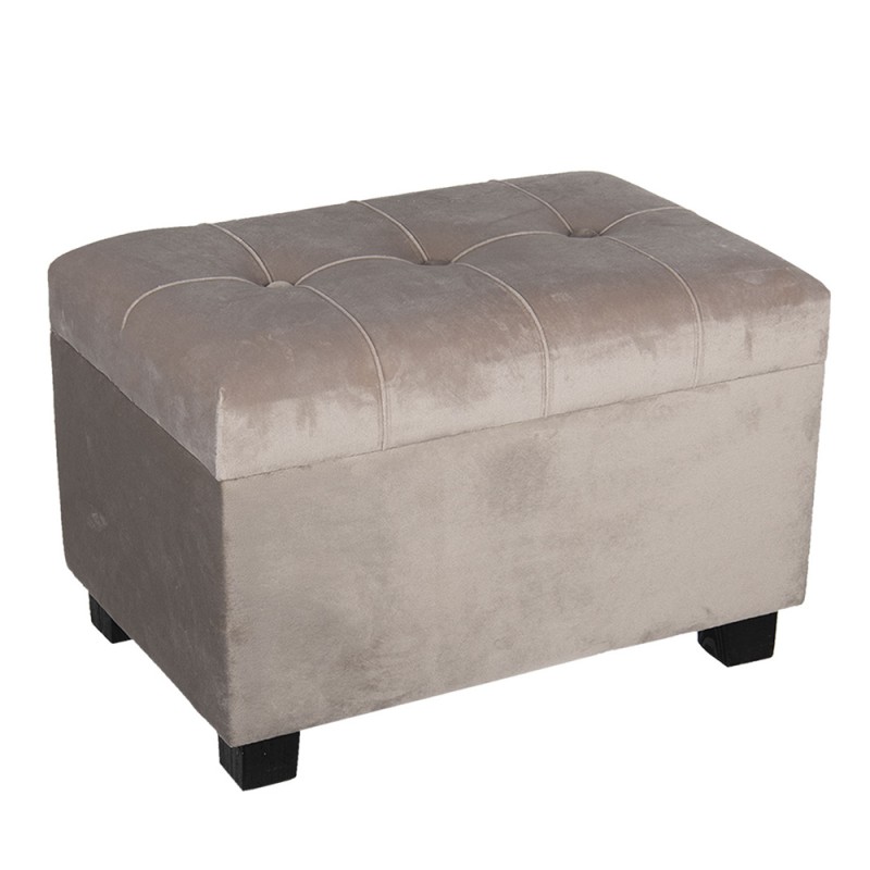 Clayre & Eef 64061SBE Poef 50x34x33 Cm Beige Hout Rechthoek Hocker