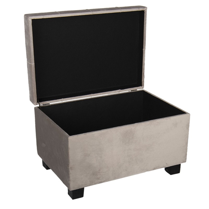 Clayre & Eef 64061SBE Poef 50x34x33 Cm Beige Hout Rechthoek Hocker