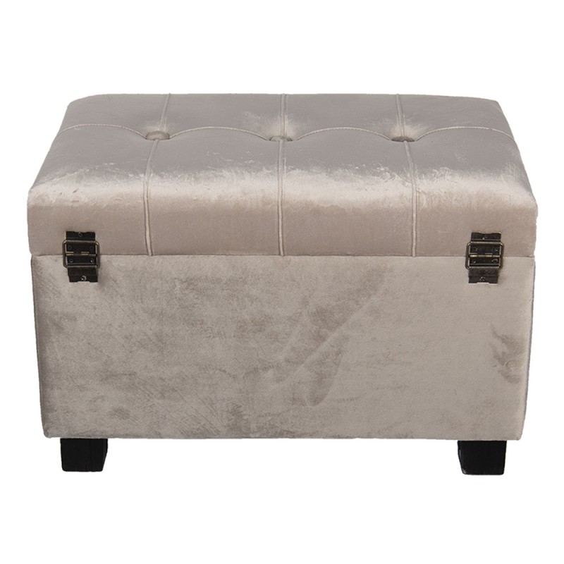 Clayre & Eef 64061SBE Poef 50x34x33 Cm Beige Hout Rechthoek Hocker